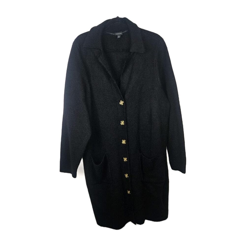 Torrid Long Sleeve Notched Collar Long Cardigan Sweater Black 2 2x 18 20 #A08689 - Picture 1 of 7